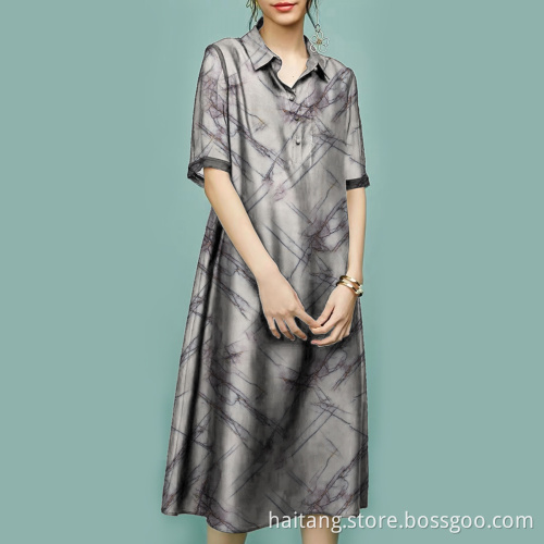 Marbling Print Design Man Shirt Fabric Occupational Apparel